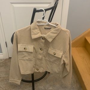 ribbed tan cropped jacket